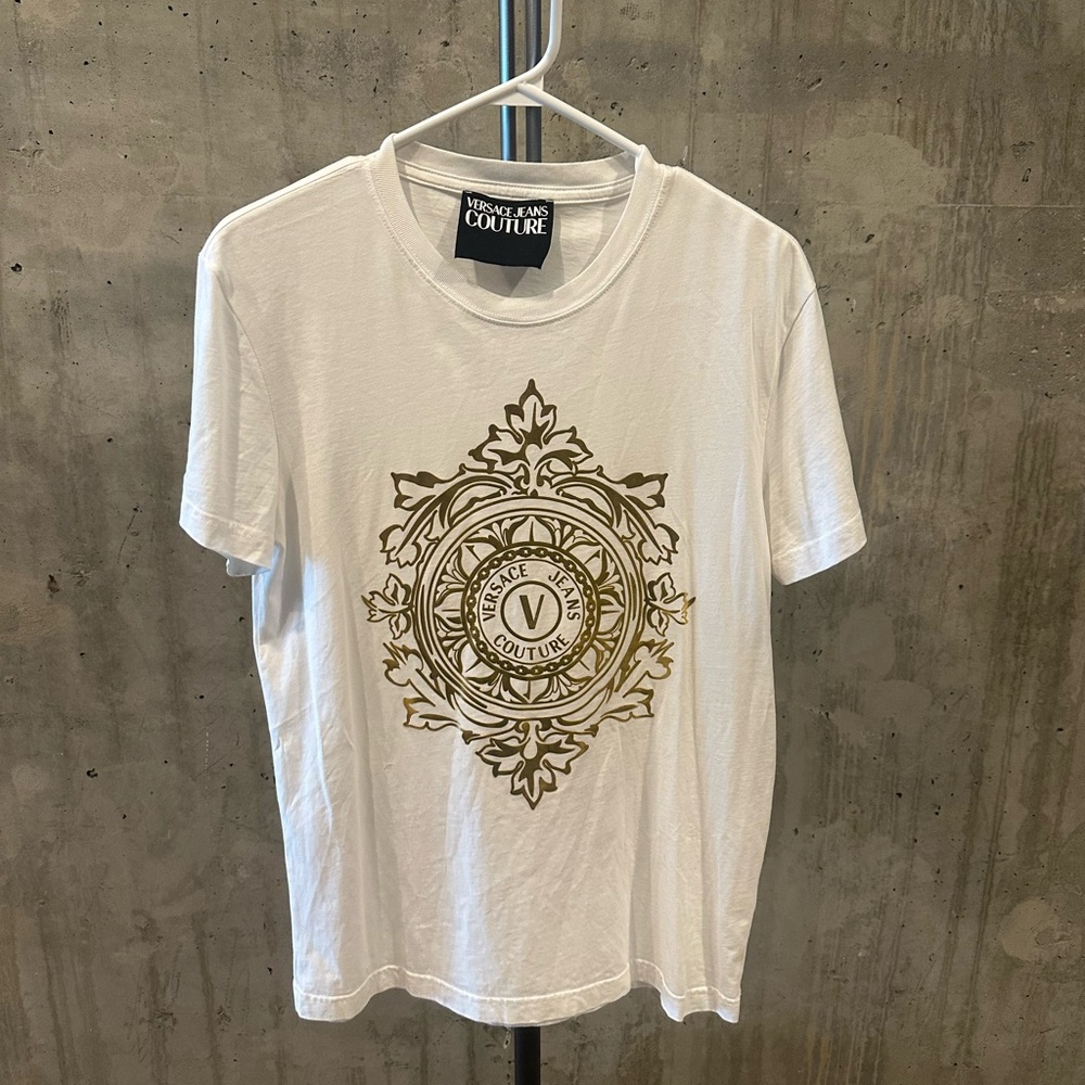Versace Jeans Collection White Tee with Gold Emblem